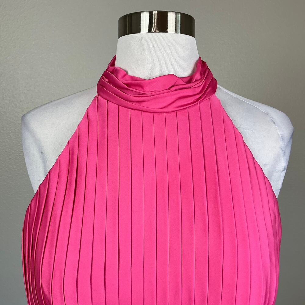 Mac Duggal 26645 Pink Cocktail Dress Pleated Satin Mini Fit and Flare Size 12 - Picture 8 of 13